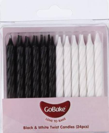 Buy Black & White Assorted Twist Candles 24 pcs in NZ. 